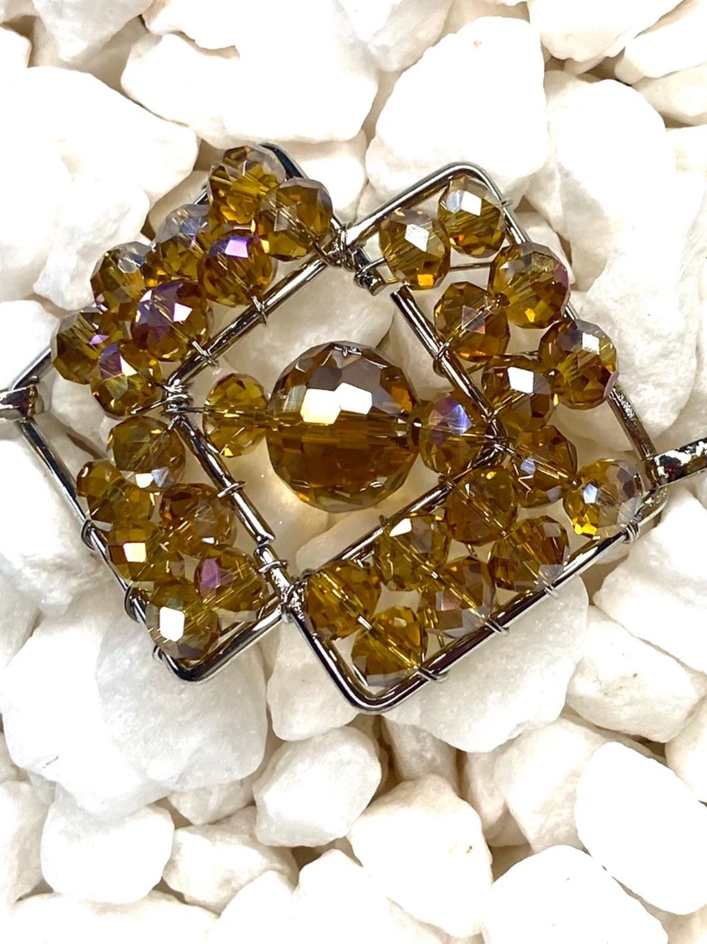 Golden Crystal Statement Brooch - Women Jewelry